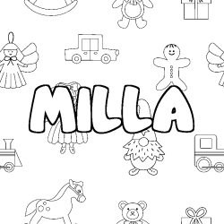 Coloración del nombre MILLA - decorado juguetes