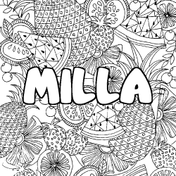 Coloración del nombre MILLA - decorado mandala de frutas