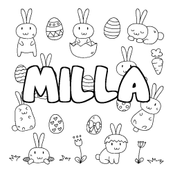 Coloración del nombre MILLA - decorado Pascua