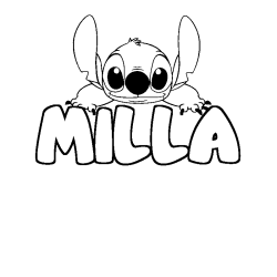 Coloración del nombre MILLA - decorado Stitch