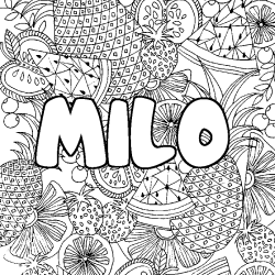 Coloración del nombre MILO - decorado mandala de frutas