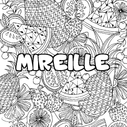 Coloración del nombre MIREILLE - decorado mandala de frutas