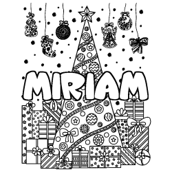 Coloración del nombre MIRIAM - decorado árbol de Navidad y regalos