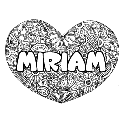 Coloración del nombre MIRIAM - decorado mandala de corazón