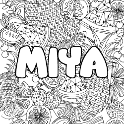 Coloración del nombre MIYA - decorado mandala de frutas