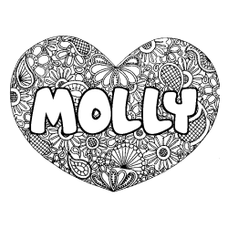 Coloración del nombre MOLLY - decorado mandala de corazón