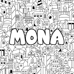 Coloración del nombre MONA - decorado ciudad