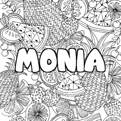 Coloración del nombre MONIA - decorado mandala de frutas