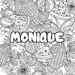 Coloración del nombre MONIQUE - decorado mandala de frutas