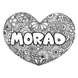 Coloración del nombre MORAD - decorado mandala de corazón