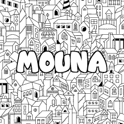 Coloración del nombre MOUNA - decorado ciudad