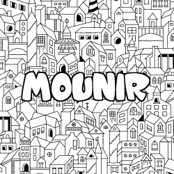 Coloración del nombre MOUNIR - decorado ciudad