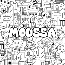 Coloración del nombre MOUSSA - decorado ciudad