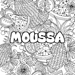 Coloración del nombre MOUSSA - decorado mandala de frutas