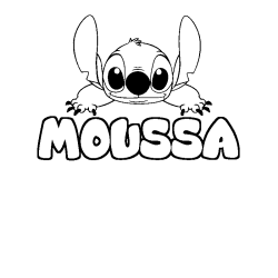 Coloración del nombre MOUSSA - decorado Stitch