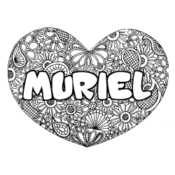 Coloración del nombre MURIEL - decorado mandala de corazón