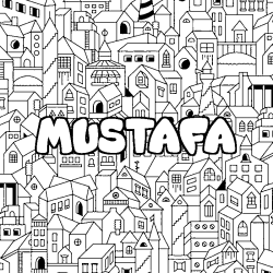 Coloración del nombre MUSTAFA - decorado ciudad