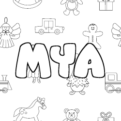 Coloración del nombre MYA - decorado juguetes