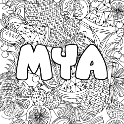 Coloración del nombre MYA - decorado mandala de frutas