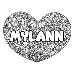 Coloración del nombre MYLANN - decorado mandala de corazón