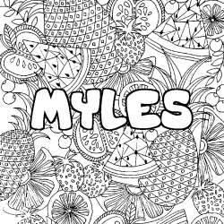 Coloración del nombre MYLES - decorado mandala de frutas