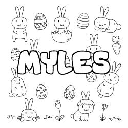 Coloración del nombre MYLES - decorado Pascua