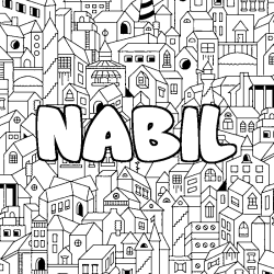 Coloración del nombre NABIL - decorado ciudad