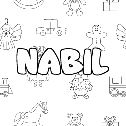 Coloración del nombre NABIL - decorado juguetes