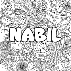 Coloración del nombre NABIL - decorado mandala de frutas