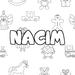 Coloración del nombre NACIM - decorado juguetes