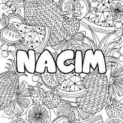 Coloración del nombre NACIM - decorado mandala de frutas