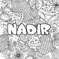 Coloración del nombre NADIR - decorado mandala de frutas