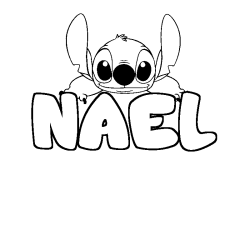 Coloración del nombre NAEL - decorado Stitch