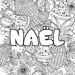 Coloración del nombre NAËL - decorado mandala de frutas