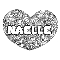 Coloración del nombre NAËLLE - decorado mandala de corazón