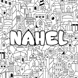 Coloración del nombre NAHEL - decorado ciudad