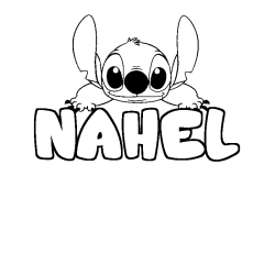 Coloración del nombre NAHEL - decorado Stitch