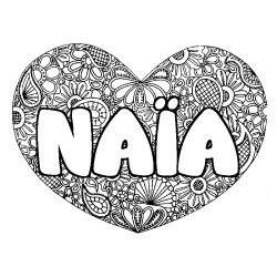 Dibujo para colorear NA&Iuml;A - decorado mandala de coraz&oacute;n