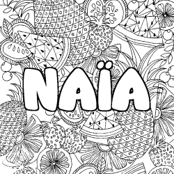 Coloración del nombre NAÏA - decorado mandala de frutas