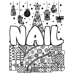 Coloración del nombre NAIL - decorado árbol de Navidad y regalos