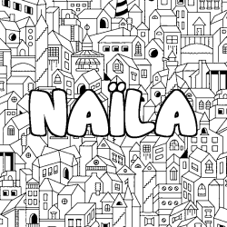 Dibujo para colorear NA&Iuml;LA - decorado ciudad