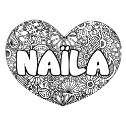 Dibujo para colorear NA&Iuml;LA - decorado mandala de coraz&oacute;n