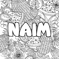 Coloración del nombre NAIM - decorado mandala de frutas