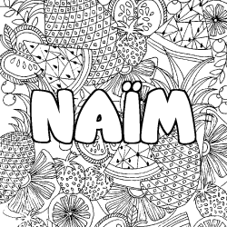 Coloración del nombre NAÏM - decorado mandala de frutas