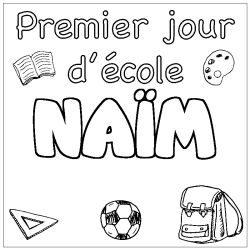 Coloración del nombre NAÏM - decorado primer día de escuela