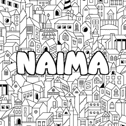 Coloración del nombre NAIMA - decorado ciudad