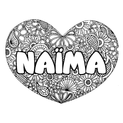 Dibujo para colorear NA&Iuml;MA - decorado mandala de coraz&oacute;n