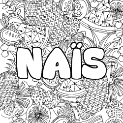 Coloración del nombre NAÏS - decorado mandala de frutas