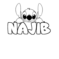 Coloración del nombre NAJIB - decorado Stitch