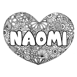 Coloración del nombre NAOMI - decorado mandala de corazón